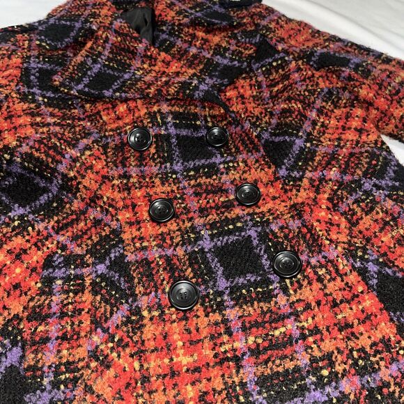 Nicole Miller Wool Blend Large Women’s Tweed Peacoat Fall Autumn - Picture 3 of 10